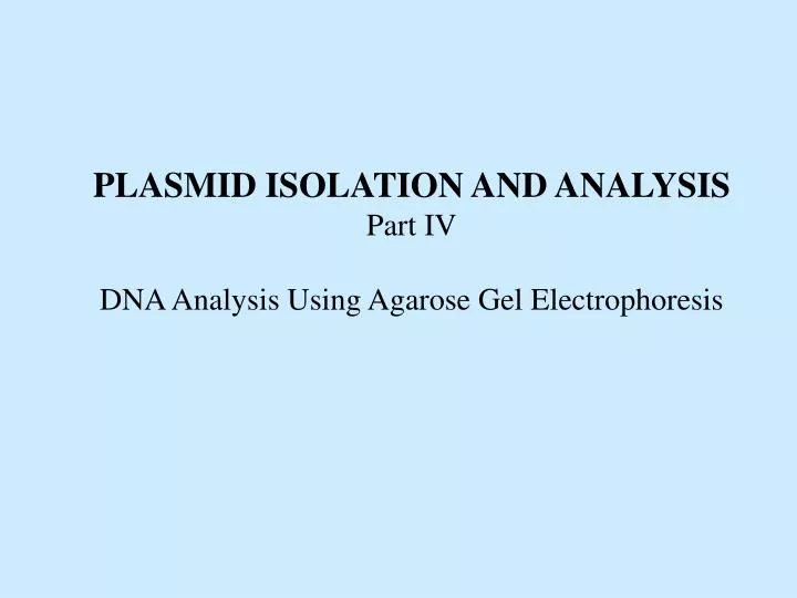 plasmid isolation and analysis part iv dna analysis using agarose gel electrophoresis