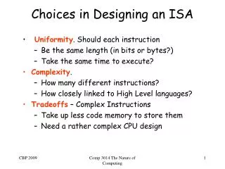 Choices in Designing an ISA