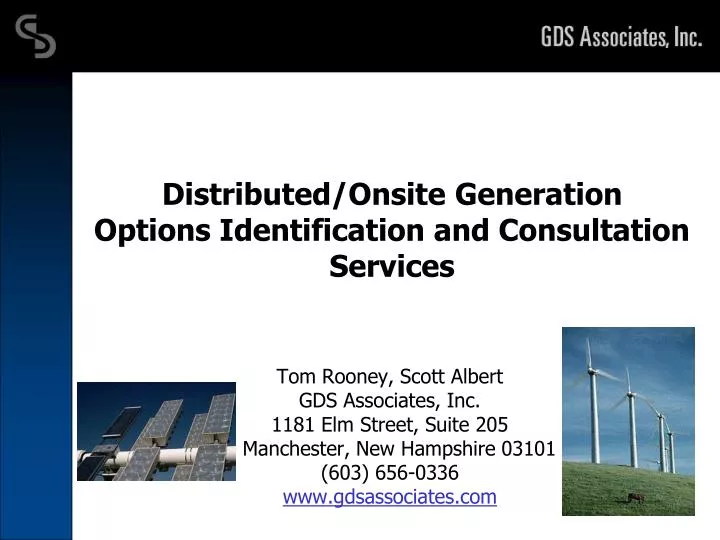 distributed onsite generation options identification and consultation services