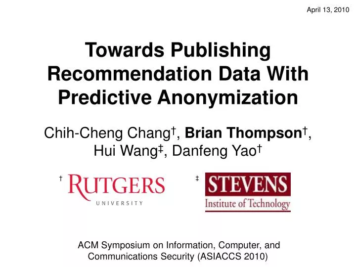 towards publishing recommendation data with predictive anonymization