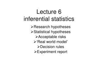 Lecture 6 inferential statistics