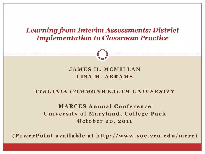 learning from interim assessments district implementation to classroom practice