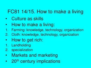 FC81 14/15. How to make a living