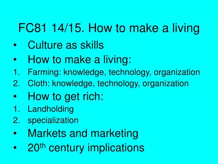 fc81 14 15 how to make a living