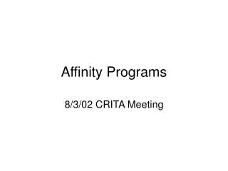 Affinity Programs