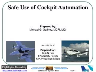 Safe Use of Cockpit Automation Prepared by: Michael G. Gaffney, MCFI, MGI March 29, 2010