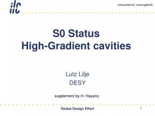 S0 Status High-Gradient cavities