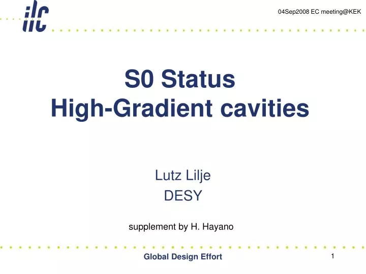 s0 status high gradient cavities