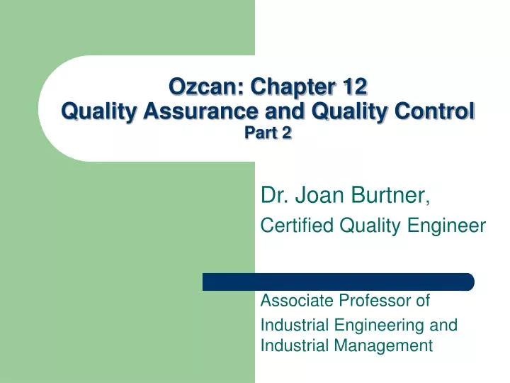 ozcan chapter 12 quality assurance and quality control part 2