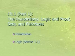 Ch.1 (Part 1): The Foundations: Logic and Proof, Sets, and Functions
