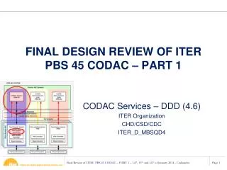 FINAL DESIGN REVIEW OF ITER PBS 45 CODAC – PART 1