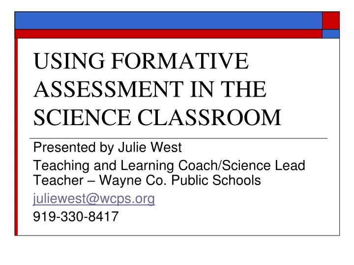 using formative assessment in the science classroom