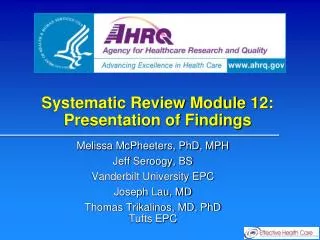 Systematic Review Module 12: Presentation of Findings