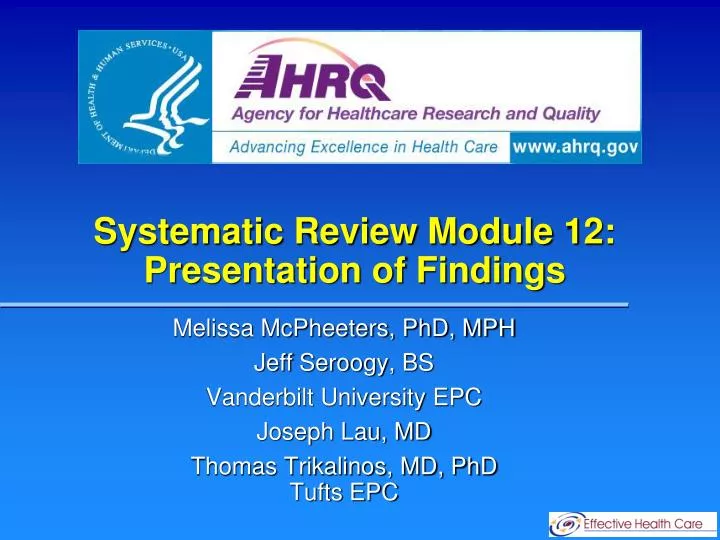 systematic review module 12 presentation of findings