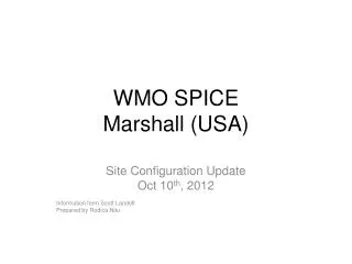 WMO SPICE Marshall (USA)