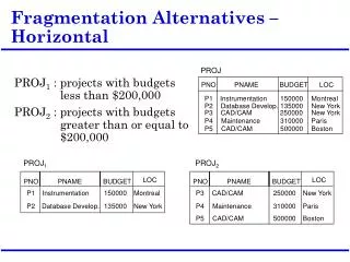Fragmentation Alternatives – Horizontal
