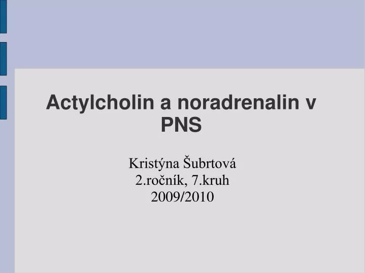 actylcholin a noradrenalin v pns