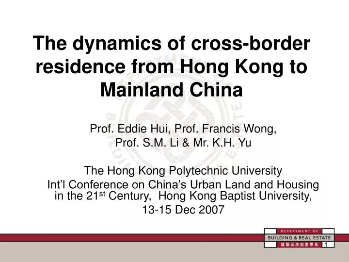 the dynamics of cross border residence from hong kong to mainland china