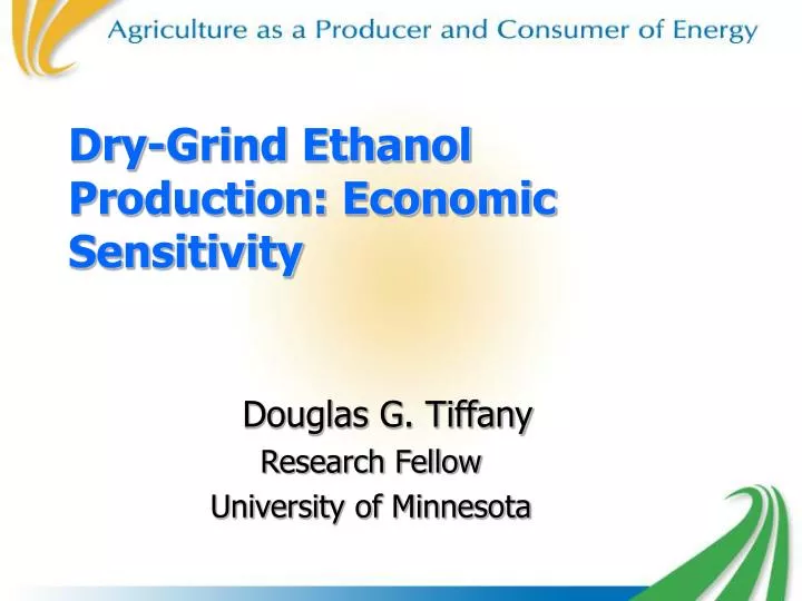dry grind ethanol production economic sensitivity