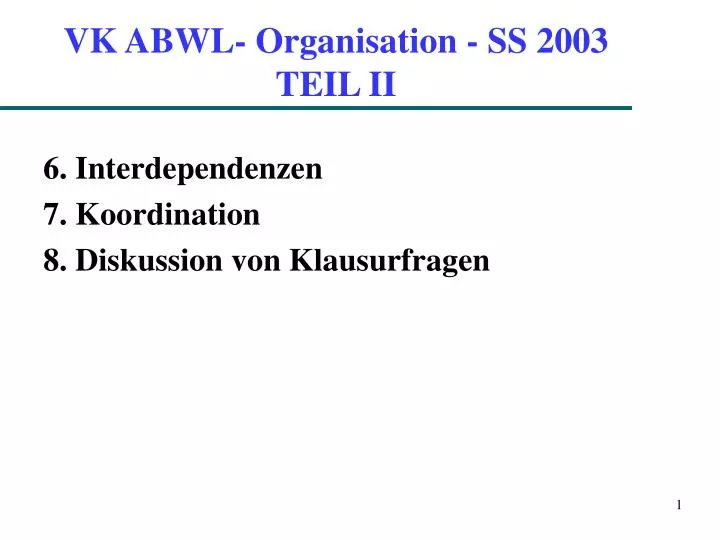 vk abwl organisation ss 2003 teil ii