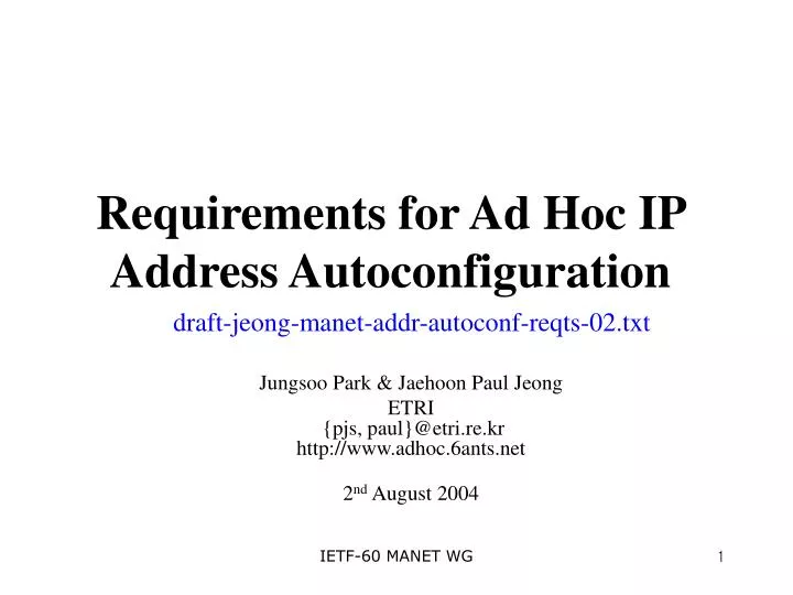 requirements for ad hoc ip address autoconfiguration