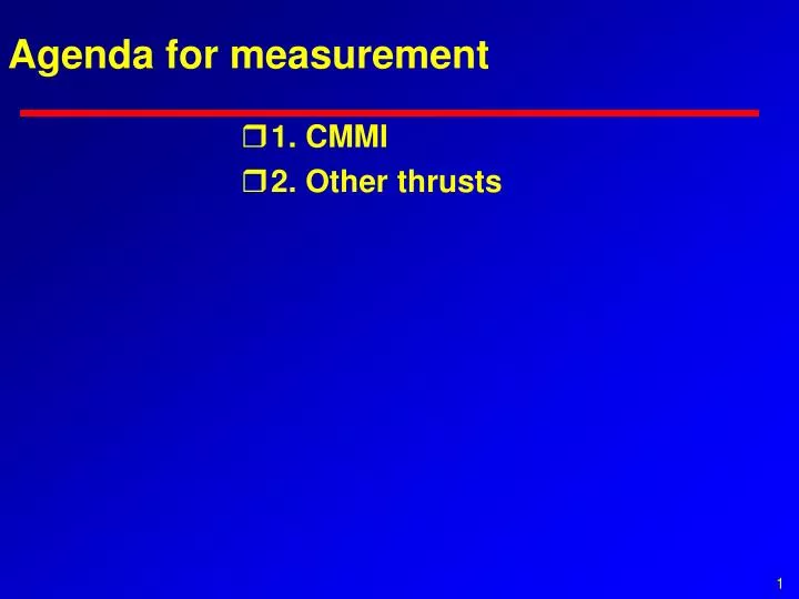 agenda for measurement