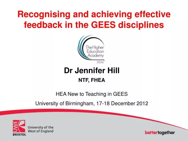 recognising and achieving effective feedback in the gees disciplines