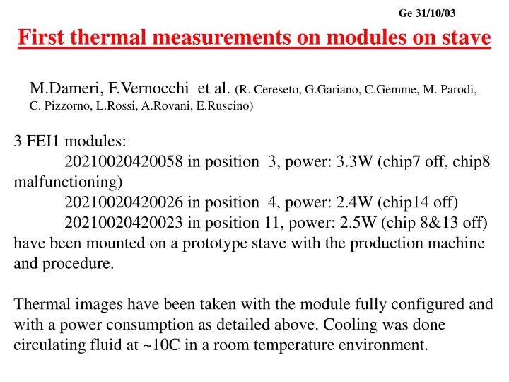 first thermal measurements on modules on stave