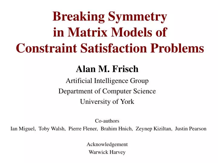 breaking symmetry in matrix models of constraint satisfaction problems