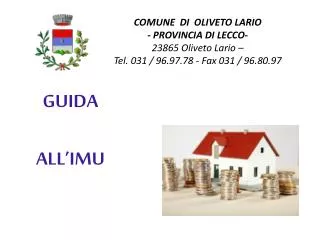 COMUNE DI OLIVETO LARIO - PROVINCIA DI LECCO- 23865 Oliveto Lario –