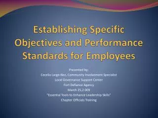 Establishing Specific Objectives and Performance Standards for Employees