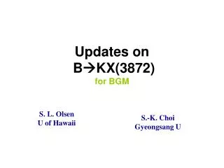 Updates on B ?KX(3872) for BGM