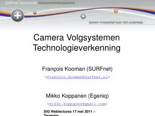 Camera Volgsystemen Technologieverkenning