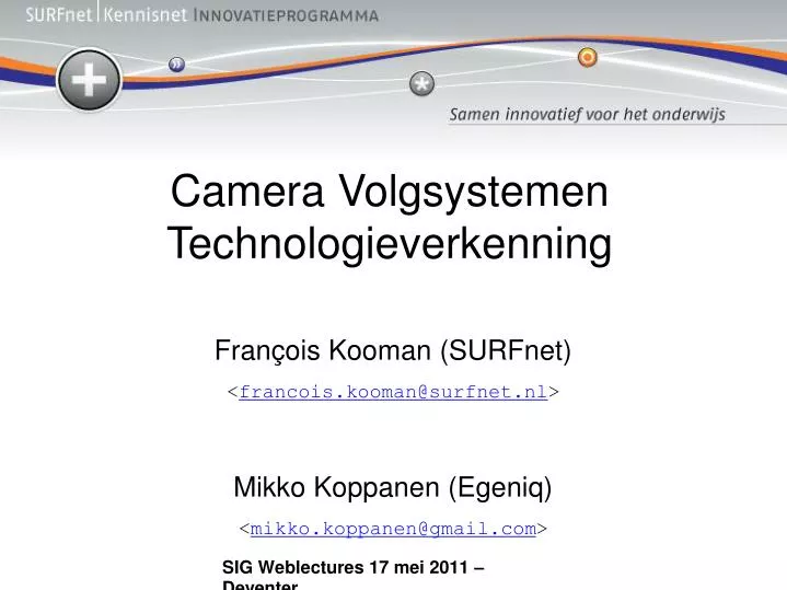 camera volgsystemen technologieverkenning