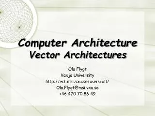 Computer Architecture Vector Architectures