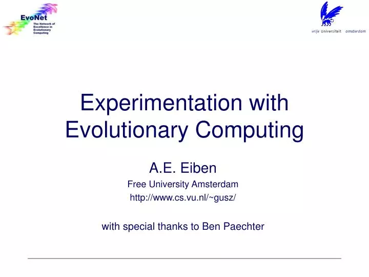 experimentation with evolutionary computing