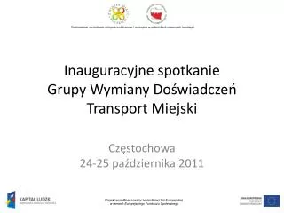 Inauguracyjne spotkanie Grupy Wymiany Doświadczeń Transport Miejski