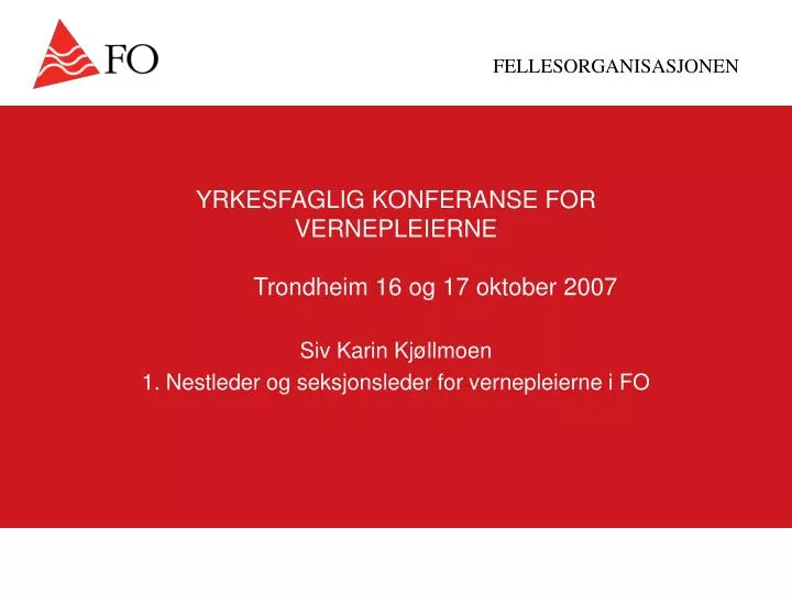 yrkesfaglig konferanse for vernepleierne trondheim 16 og 17 oktober 2007