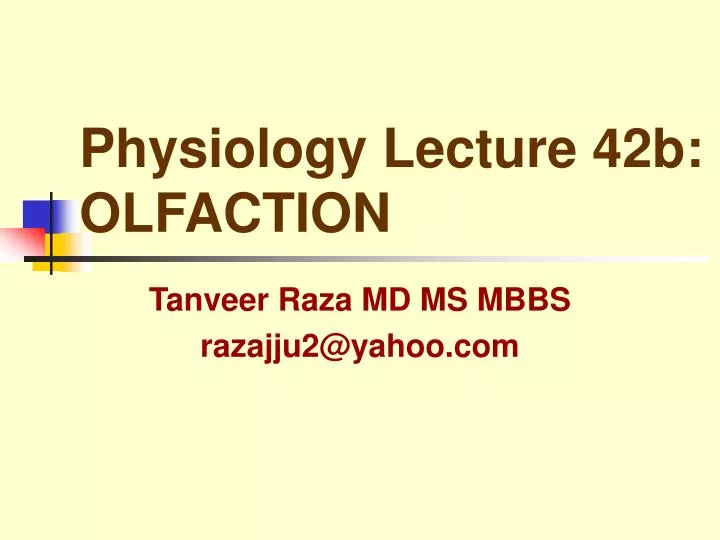 physiology lecture 42b olfaction