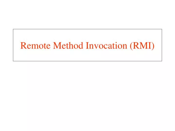 remote method invocation rmi