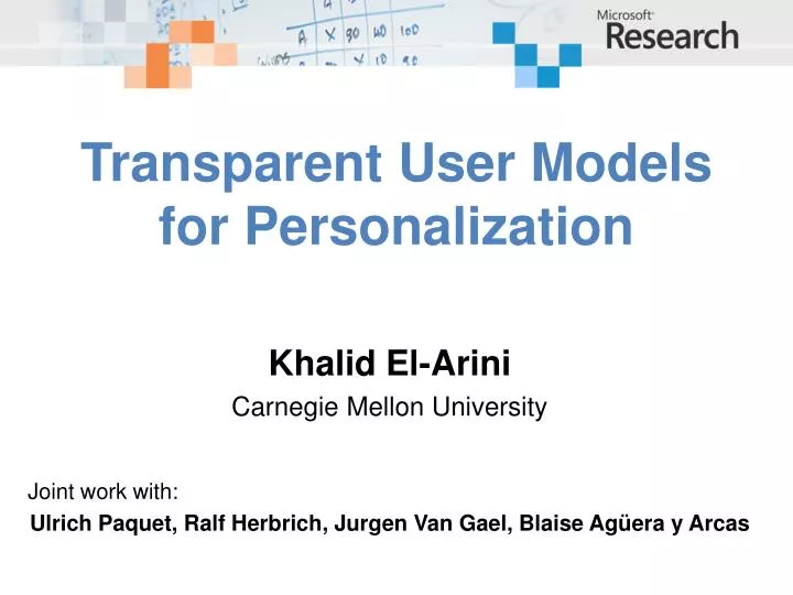 transparent user models for personalization