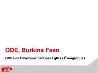 ODE, Burkina Faso Office de Développement des Eglises Évangéliques