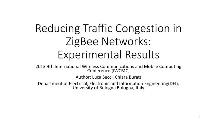 reducing traffic congestion in zigbee networks experimental results