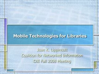 Mobile Technologies for Libraries
