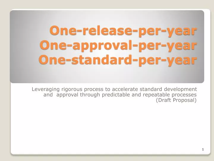 one release per year one approval per year one standard per year