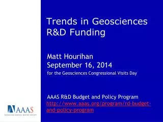 Trends in Geosciences R&amp;D Funding