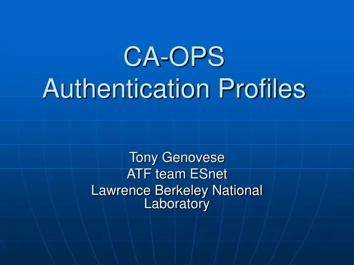 ca ops authentication profiles