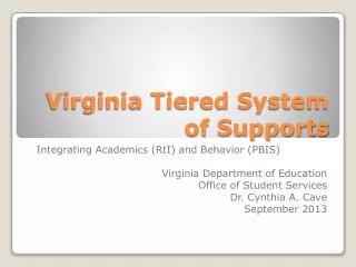 Virginia Tiered System of Supports