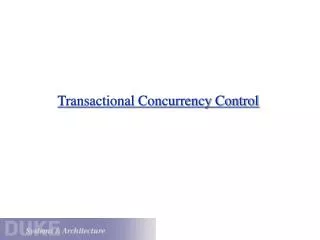 Transactional Concurrency Control