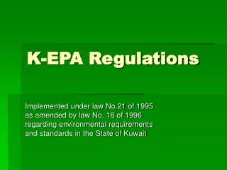 K-EPA Regulations